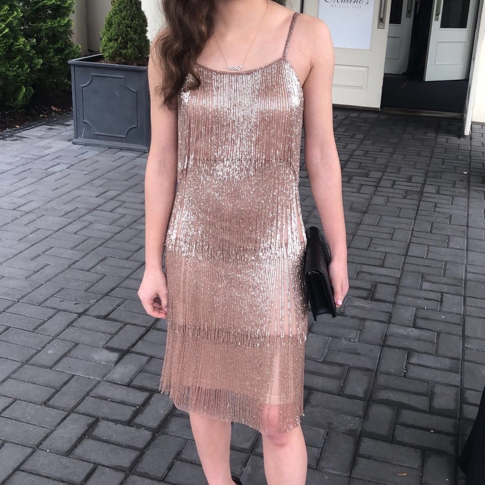 Beaded fringe dress. Party dress. Midi.